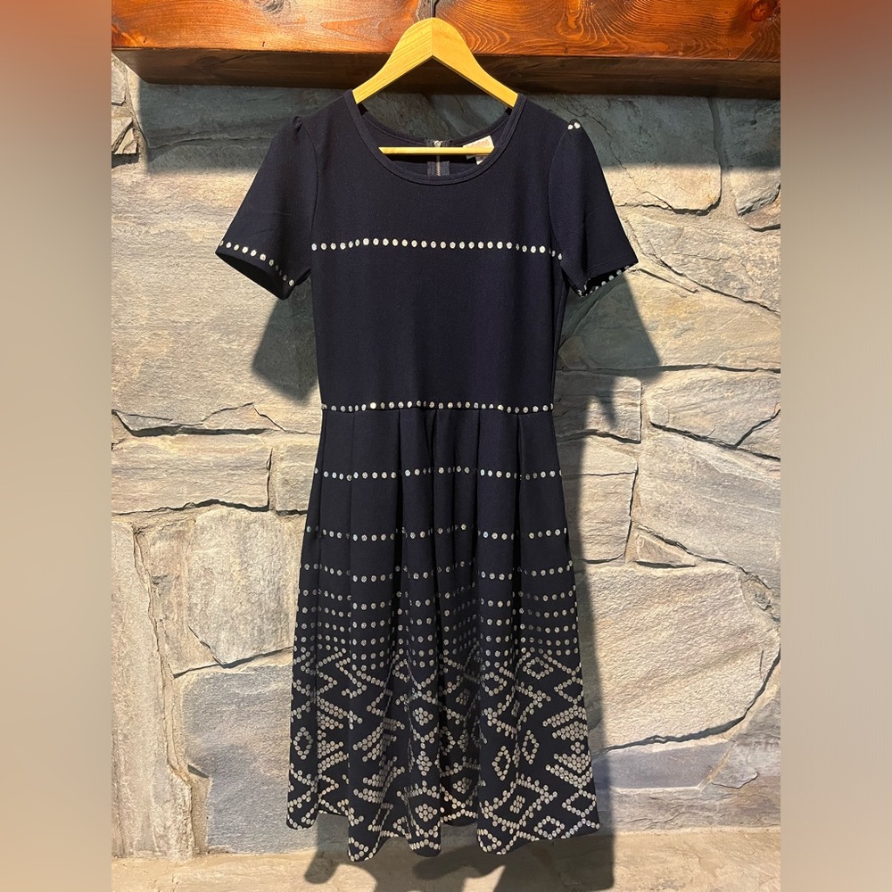 Elegant Navy and Silver LuLaRue Amelia Dress, medium